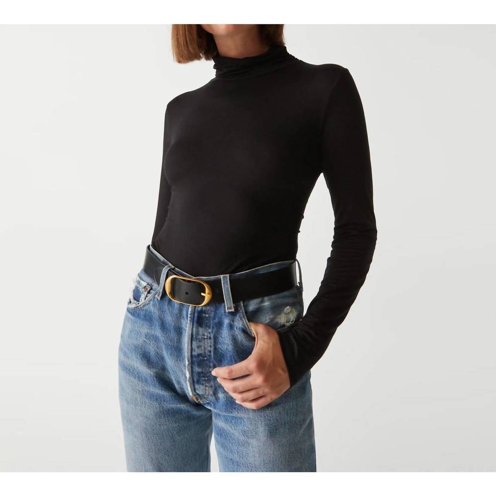 NEW MICHAEL STARS clara ruched turtleneck in black